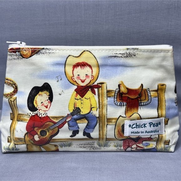 Medium Box Cowboy Coin Purse Tote By Chick Pea, Zip Up. Made In Australia. - Picture 6 of 6